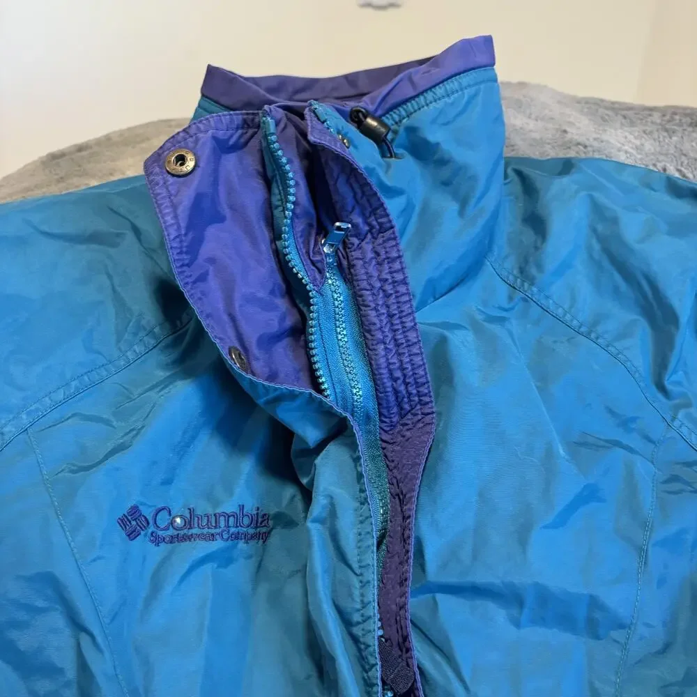 Columbia Women's Gizzmo Parka Jacket Vintage 90s Teal Purple Colorblock M